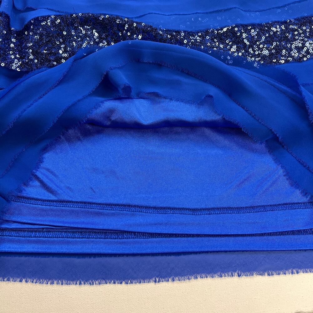 Aidan Mattox Royal Blue Tiered Sequined Blouson Cocktail Party Dress Size 12 - Picture 12 of 16